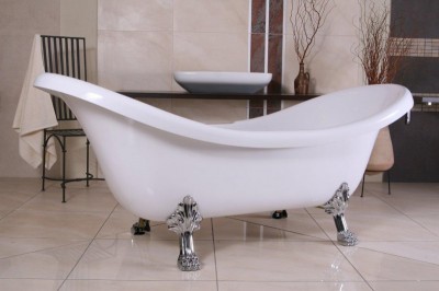Luxus Badewanne freistehend mit silbernen Löwenfüssen von Casa Padrino Luxus Badewanne in freistehende Form mit silbernen Löwenfüssen von Casa Padrino